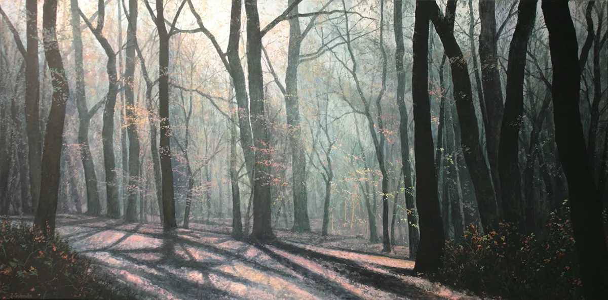 Waldstück (2020) - Ölbild vom Siegburger Künstler Jürgen Schmitz